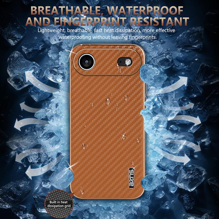 AZNS Electroplated Edge Carbon Fiber Texture Phone Case, For iPhone Air, For iPhone 16 Pro Max, For iPhone 16 Pro, For iPhone 16 Plus, For iPhone 16, For iPhone 15 Pro Max
