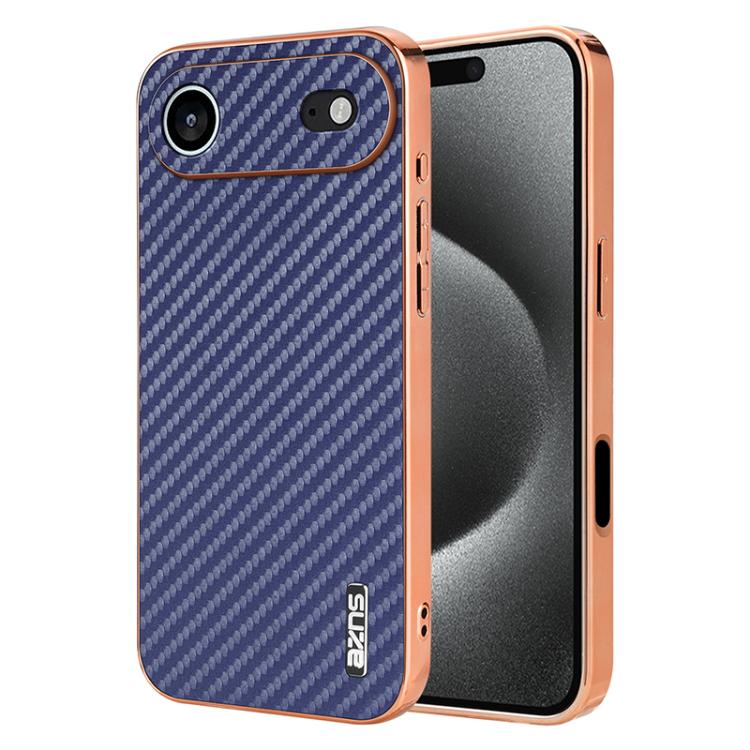 AZNS Electroplated Edge Carbon Fiber Texture Phone Case, For iPhone Air, For iPhone 16 Pro Max, For iPhone 16 Pro, For iPhone 16 Plus, For iPhone 16, For iPhone 15 Pro Max
