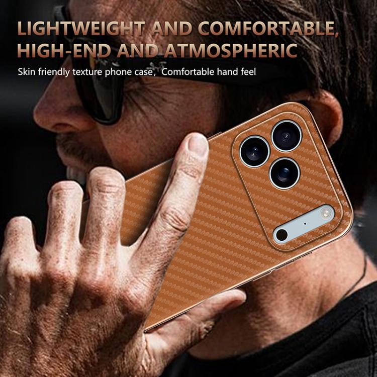 AZNS Electroplated Edge Carbon Fiber Texture Phone Case, For iPhone 18 Pro, For iPhone 18 Pro Max, For iPhone 17e / 16e, For iPhone 17 Pro Max, For iPhone 17 Pro, For iPhone 17