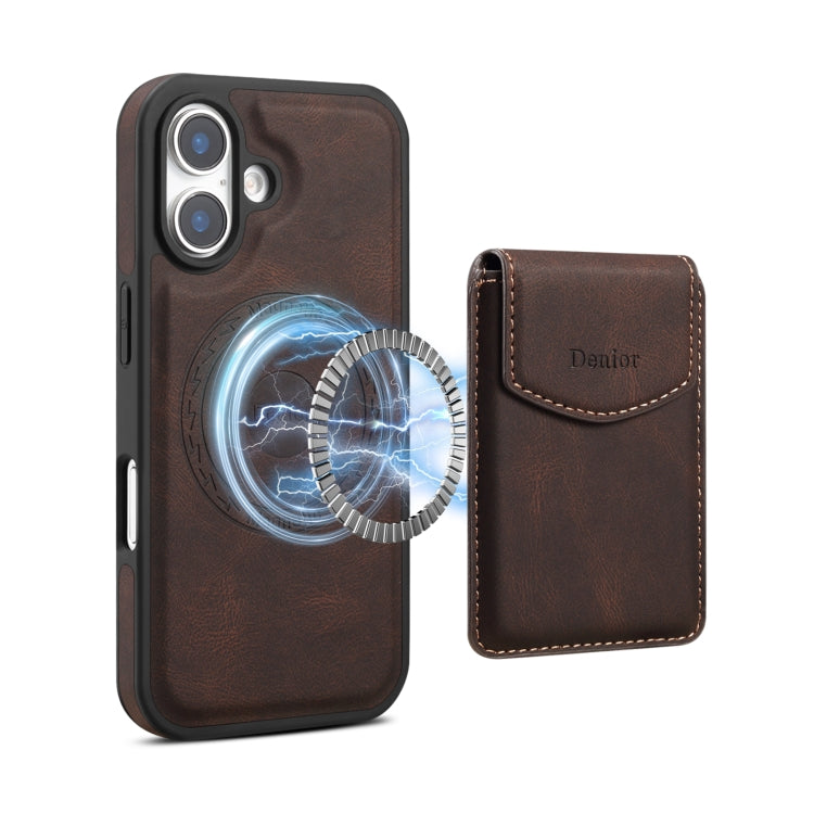 Denior D19 Skin Feel MagSafe Detachable Card Slot Phone Case, For iPhone 16 Pro Max, For iPhone 16 Pro, For iPhone 16 Plus, For iPhone 16, For iPhone 15 Pro Max, For iPhone 15 Pro, For iPhone 15 Plus / 14 Plus, For iPhone 15