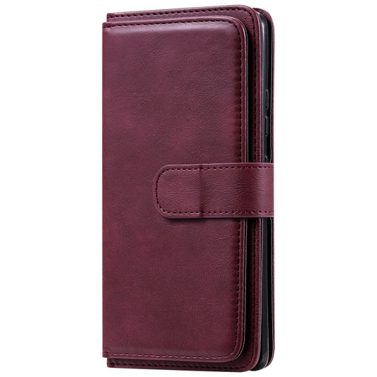 Premium solid color leather wallet case Samsung Galaxy with magnetic closure and photo frame