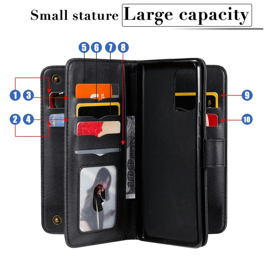 Samsung Galaxy leather case interior showing 10 card slots and cash pocket compartments