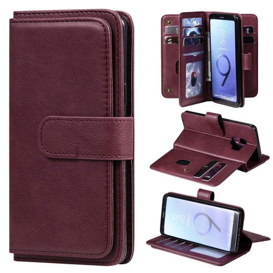 Magnetic copper buckle leather flip case for Samsung Galaxy S9, S10+ with card slots and wallet