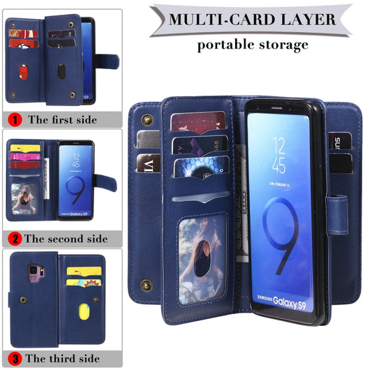 Premium leather case interior showing 10 card slot compartments for Galaxy phones