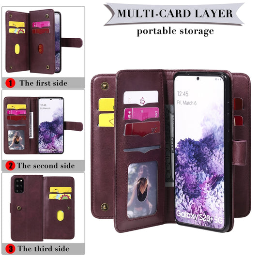 Wallet functionality of Galaxy S20 Ultra leather case with multiple card holders visible