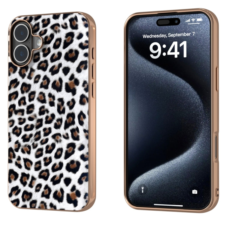Nano Plating Leopard Print Phone Case, For iPhone 16 Pro Max, For iPhone 16 Pro, For iPhone 16 Plus, For iPhone 16
