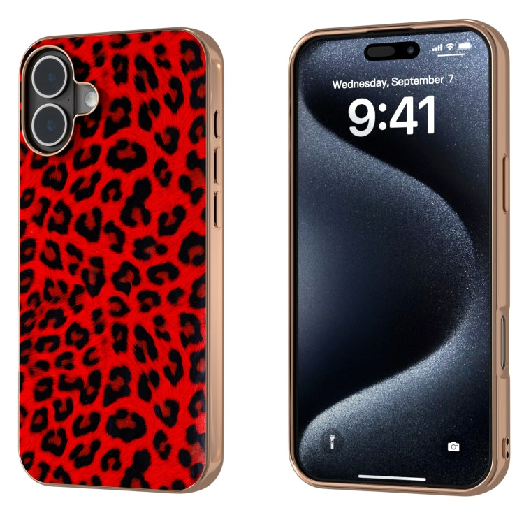 Nano Plating Leopard Print Phone Case, For iPhone 16 Pro Max, For iPhone 16 Pro, For iPhone 16 Plus, For iPhone 16