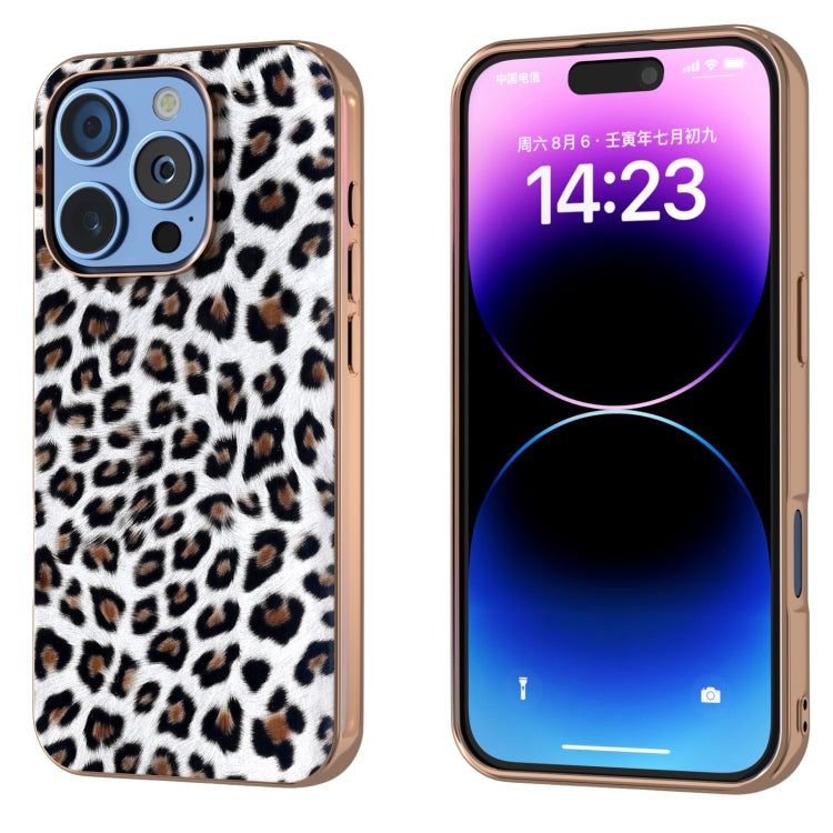 Nano Plating Leopard Print Phone Case, For iPhone 16 Pro Max, For iPhone 16 Pro, For iPhone 16 Plus, For iPhone 16