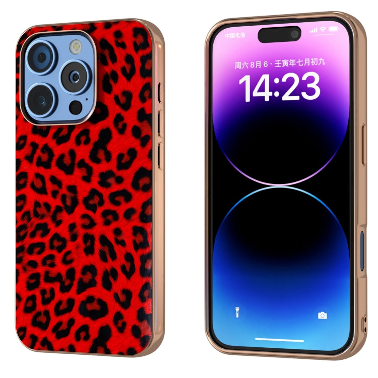 Nano Plating Leopard Print Phone Case, For iPhone 16 Pro Max, For iPhone 16 Pro, For iPhone 16 Plus, For iPhone 16