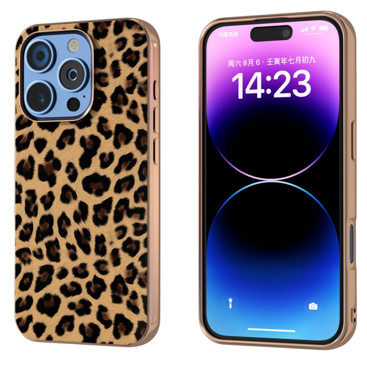 Nano Plating Leopard Print Phone Case, For iPhone 16 Pro Max, For iPhone 16 Pro, For iPhone 16 Plus, For iPhone 16