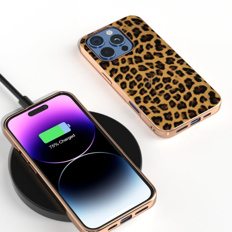 Nano Plating Leopard Print Phone Case, For iPhone 16 Pro Max, For iPhone 16 Pro, For iPhone 16 Plus, For iPhone 16