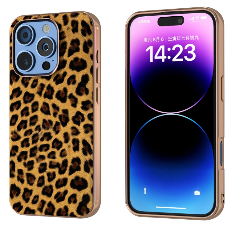 Nano Plating Leopard Print Phone Case, For iPhone 16 Pro Max, For iPhone 16 Pro, For iPhone 16 Plus, For iPhone 16