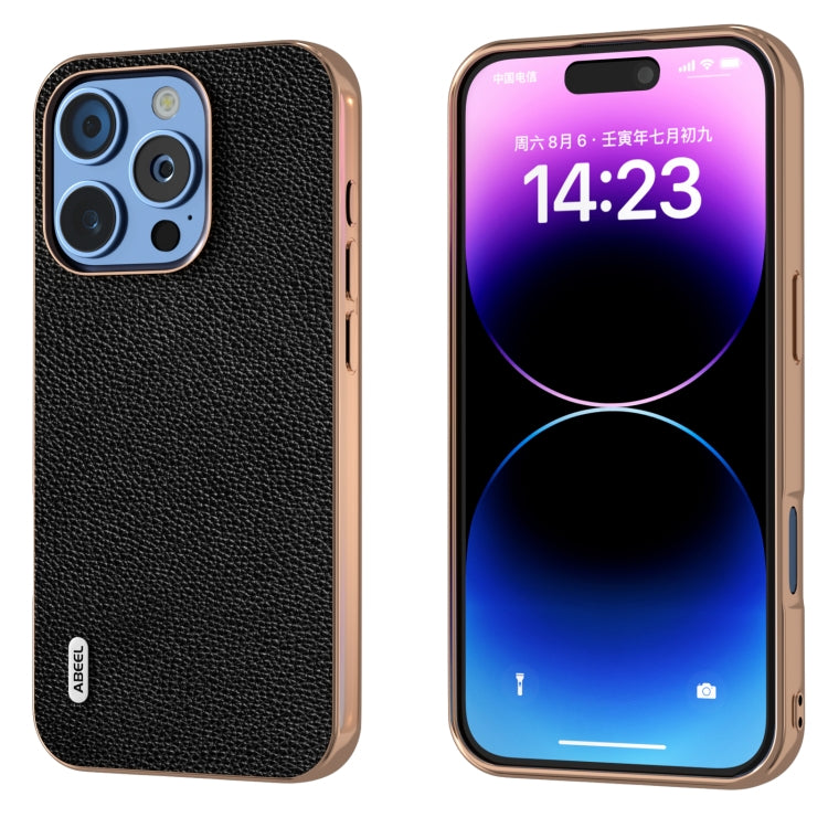 ABEEL Genuine Leather Mino Series Nano Plating Phone Case, For iPhone 16 Pro Max, For iPhone 16 Pro, For iPhone 16 Plus, For iPhone 16