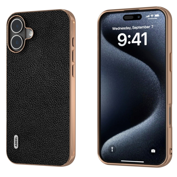 ABEEL Genuine Leather Mino Series Nano Plating Phone Case, For iPhone 16 Pro Max, For iPhone 16 Pro, For iPhone 16 Plus, For iPhone 16