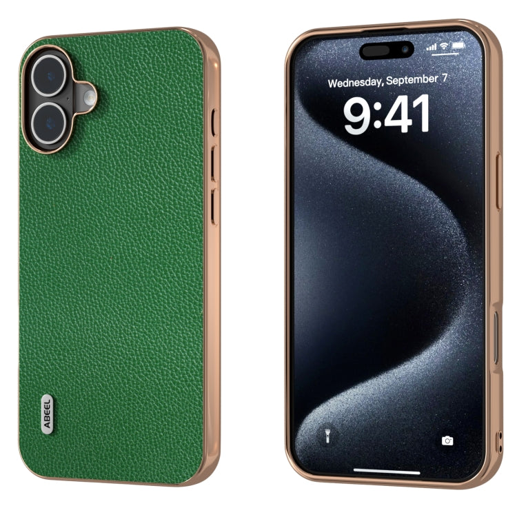 ABEEL Genuine Leather Mino Series Nano Plating Phone Case, For iPhone 16 Pro Max, For iPhone 16 Pro, For iPhone 16 Plus, For iPhone 16