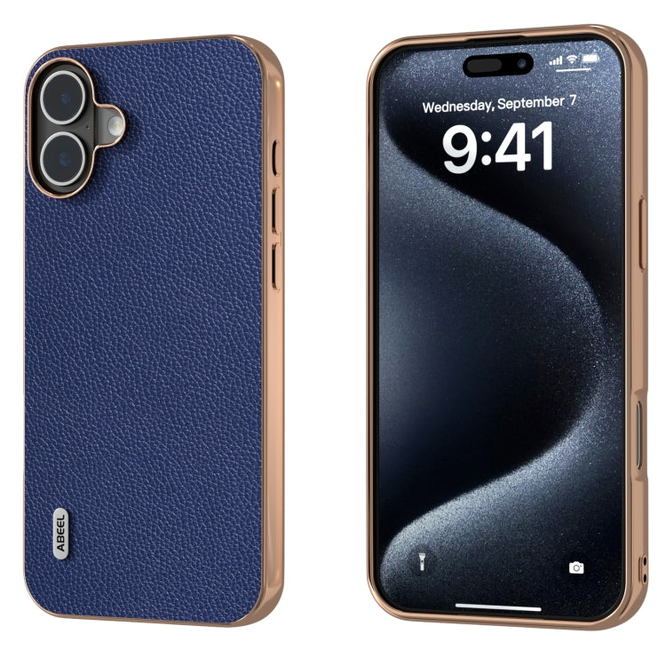 ABEEL Genuine Leather Mino Series Nano Plating Phone Case, For iPhone 16 Pro Max, For iPhone 16 Pro, For iPhone 16 Plus, For iPhone 16