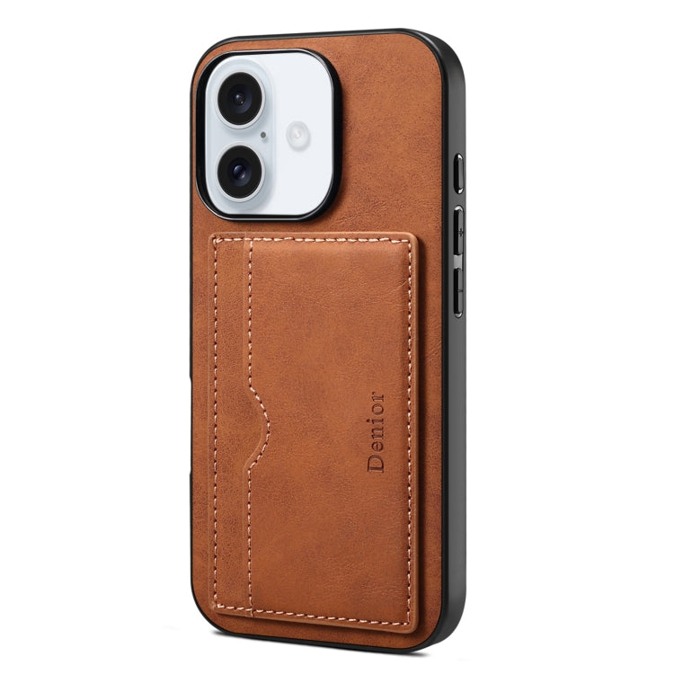 Denior D08 PU Single Card Slot Holder Phone Case, For iPhone 18 Pro / 17 Pro, For iPhone 18 Pro Max / 17 Pro Max, For iPhone 17e / 16e, For iPhone 17, For iPhone Air, For iPhone 16 Pro Max, For iPhone 16 Pro, For iPhone 16 Plus