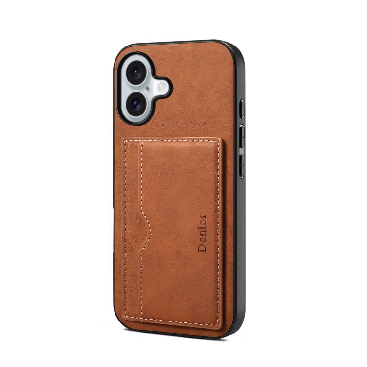 Denior D08 PU Single Card Slot Holder Phone Case, For iPhone 18 Pro / 17 Pro, For iPhone 18 Pro Max / 17 Pro Max, For iPhone 17e / 16e, For iPhone 17, For iPhone Air, For iPhone 16 Pro Max, For iPhone 16 Pro, For iPhone 16 Plus