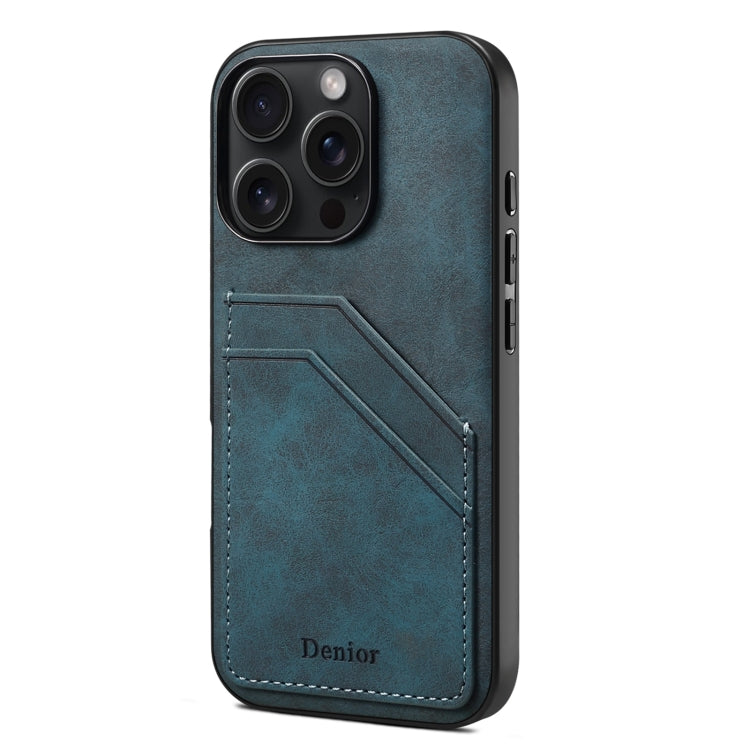Coque arrière Denior D09 en PU avec double emplacement pour carte, pour iPhone 16 Pro Max, iPhone 16 Pro, iPhone 16 Plus, iPhone 16