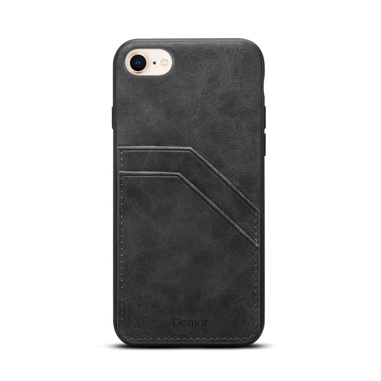 Coque arrière Denior D09 en PU avec double emplacement pour carte, pour iPhone 16 Pro Max, iPhone 16 Pro, iPhone 16 Plus, iPhone 16