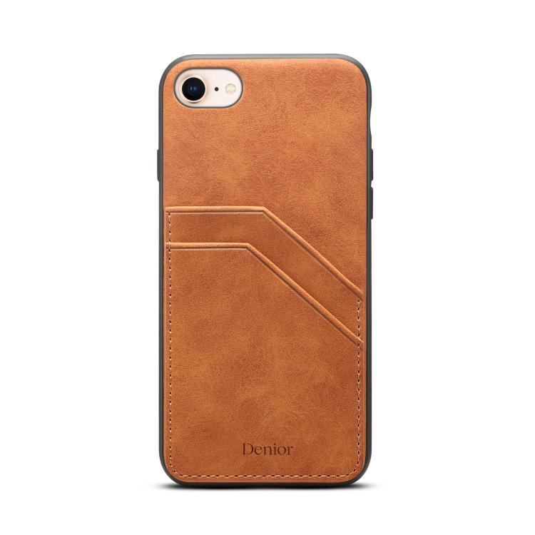 Coque arrière Denior D09 en PU avec double emplacement pour carte, pour iPhone 16 Pro Max, iPhone 16 Pro, iPhone 16 Plus, iPhone 16