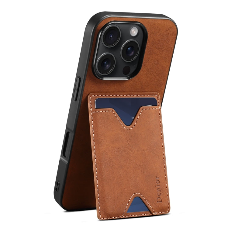 Étui Denior D06 en PU avec porte-cartes et coque arrière pour iPhone 16 Pro Max, iPhone 16 Pro, iPhone 16 Plus, iPhone 16