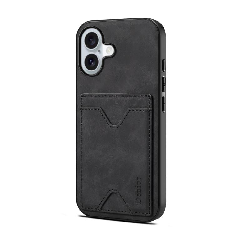 Étui Denior D06 en PU avec porte-cartes et coque arrière pour iPhone 16 Pro Max, iPhone 16 Pro, iPhone 16 Plus, iPhone 16