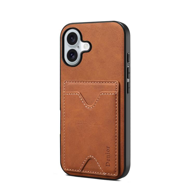 Étui Denior D06 en PU avec porte-cartes et coque arrière pour iPhone 16 Pro Max, iPhone 16 Pro, iPhone 16 Plus, iPhone 16