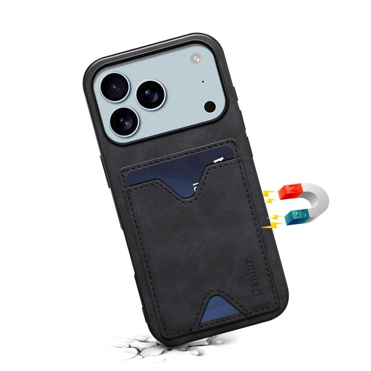 Étui Denior D06 en PU avec porte-cartes et coque arrière pour iPhone 16 Pro Max, iPhone 16 Pro, iPhone 16 Plus, iPhone 16