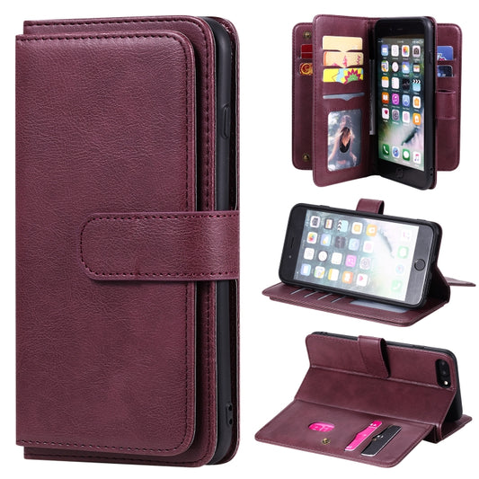 Magnetic copper buckle leather iPhone case with card slots and wallet holder