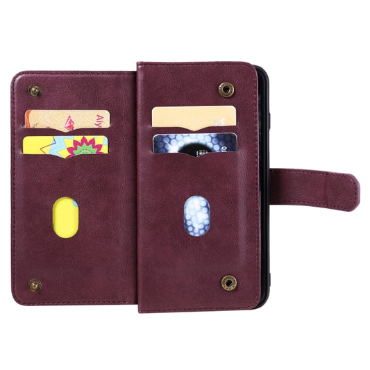 Magnetic closure buckle detail in copper finish on leather case