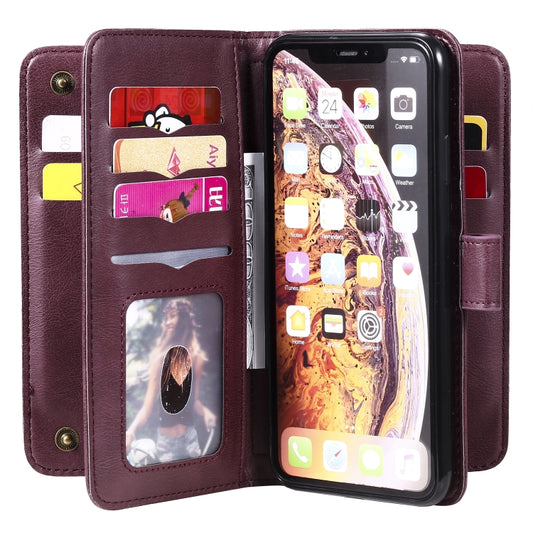 Side profile of slim leather flip case showing rounded edges and magnetic closure system