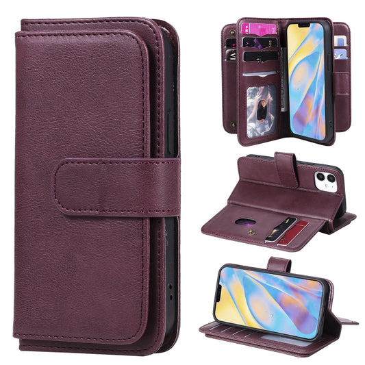 Magnetic copper buckle leather iPhone 12 mini flip case with card slots and wallet functionality