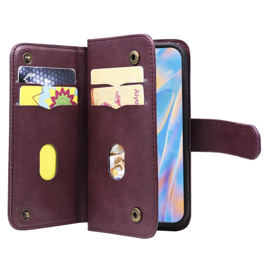 Magnetic buckle detail on genuine leather iPhone 12 mini flip case with card holder