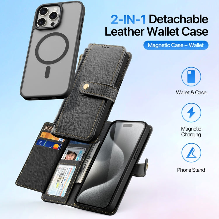 DUX DUCIS Lawa Series 2 in 1 Wallet Zipper Detachable MagSafe Phone Case with Lanyard, For iPhone 15 Pro Max