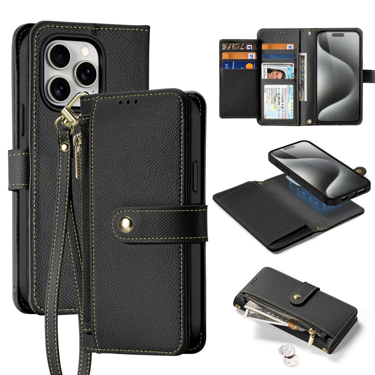 DUX DUCIS Lawa Series 2 in 1 Wallet Zipper Detachable MagSafe Phone Case with Lanyard, For iPhone 15 Pro Max