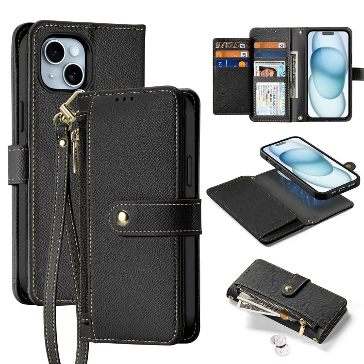 DUX DUCIS Lawa Series 2 in 1 Wallet Zipper Detachable MagSafe Phone Case with Lanyard, For iPhone 15 Pro Max, For iPhone 15 Pro, For iPhone 15