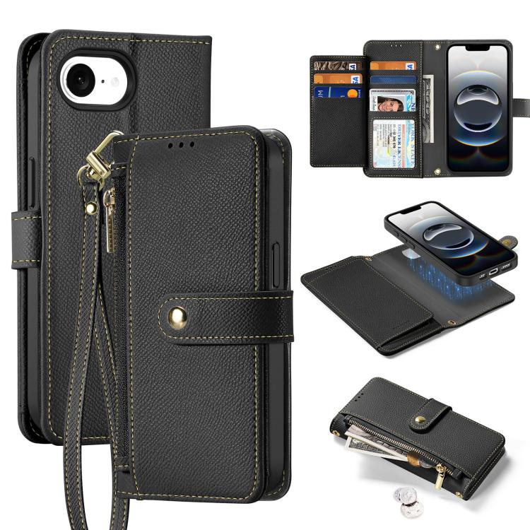 DUX DUCIS Lawa Series 2 in 1 Wallet Zipper Detachable MagSafe Phone Case with Lanyard, For iPhone 17e / 16e, For iPhone 17 Pro Max, For iPhone 17 Pro, For iPhone 17, For iPhone Air, For iPhone 16 Pro Max, For iPhone 16 Pro, For iPhone 16