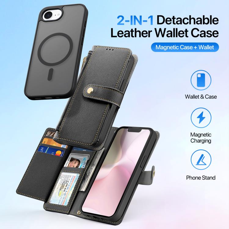 DUX DUCIS Lawa Series 2 in 1 Wallet Zipper Detachable MagSafe Phone Case with Lanyard, For iPhone 17e / 16e, For iPhone 17 Pro Max, For iPhone 17 Pro, For iPhone 17, For iPhone Air, For iPhone 16 Pro Max, For iPhone 16 Pro, For iPhone 16