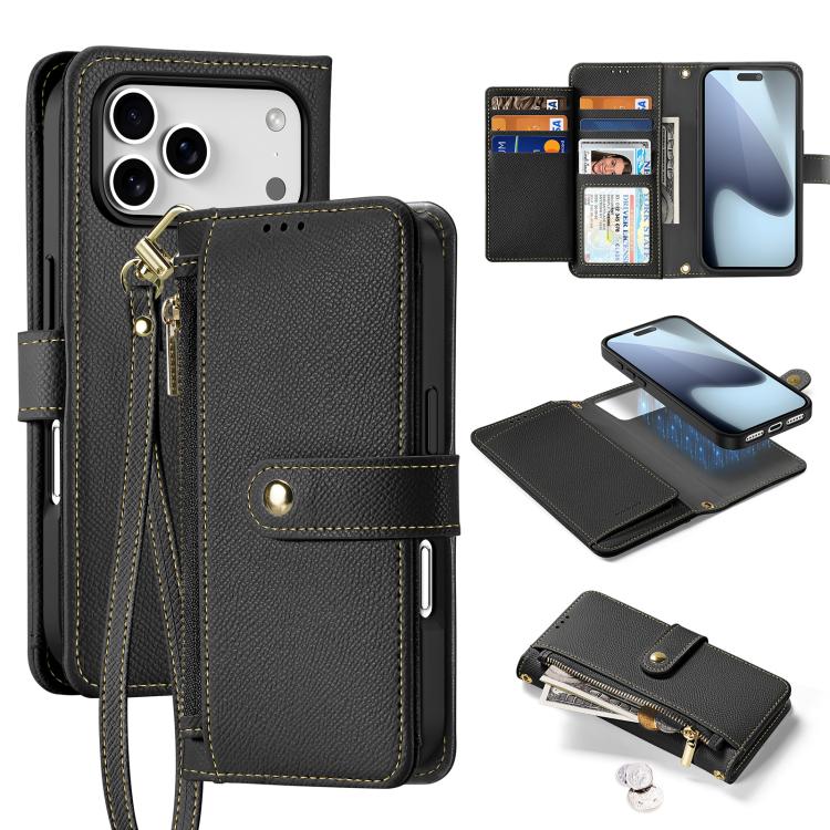 DUX DUCIS Lawa Series 2 in 1 Wallet Zipper Detachable MagSafe Phone Case with Lanyard, For iPhone 17e / 16e, For iPhone 17 Pro Max, For iPhone 17 Pro, For iPhone 17, For iPhone 17 Air, For iPhone 16 Pro Max, For iPhone 16 Pro, For iPhone 16