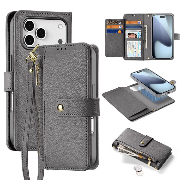 DUX DUCIS Lawa Series 2 in 1 Wallet Zipper Detachable MagSafe Phone Case with Lanyard, For iPhone 17e / 16e, For iPhone 17 Pro Max, For iPhone 17 Pro, For iPhone 17, For iPhone Air, For iPhone 16 Pro Max, For iPhone 16 Pro, For iPhone 16