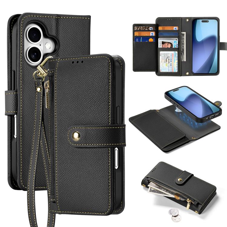 DUX DUCIS Lawa Series 2 in 1 Wallet Zipper Detachable MagSafe Phone Case with Lanyard, For iPhone 17e / 16e, For iPhone 17 Pro Max, For iPhone 17 Pro, For iPhone 17, For iPhone Air, For iPhone 16 Pro Max, For iPhone 16 Pro, For iPhone 16
