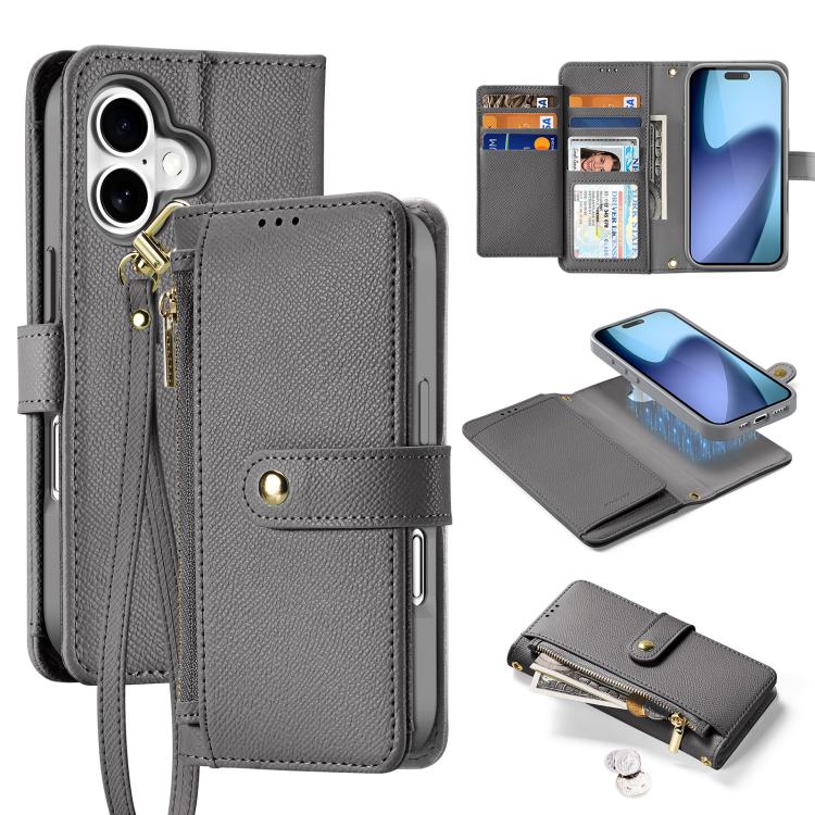 DUX DUCIS Lawa Series 2 in 1 Wallet Zipper Detachable MagSafe Phone Case with Lanyard, For iPhone 17e / 16e, For iPhone 17 Pro Max, For iPhone 17 Pro, For iPhone 17, For iPhone Air, For iPhone 16 Pro Max, For iPhone 16 Pro, For iPhone 16