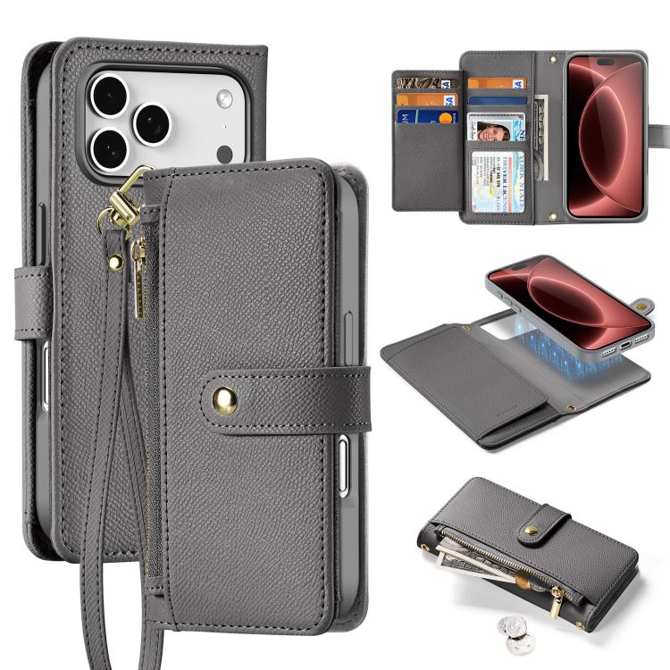 DUX DUCIS Lawa Series 2 in 1 Wallet Zipper Detachable MagSafe Phone Case with Lanyard, For iPhone 18 Pro, For iPhone 18 Pro Max, For iPhone 17e / 16e, For iPhone 17 Pro Max, For iPhone 17 Pro, For iPhone 17