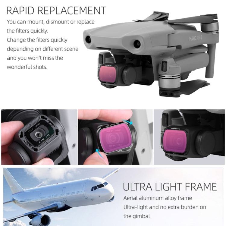 Sunnylife AIR2-FI9282 For DJI Mavic Air 2 ND8-PL Coating Film Lens Filter, ND8-PL