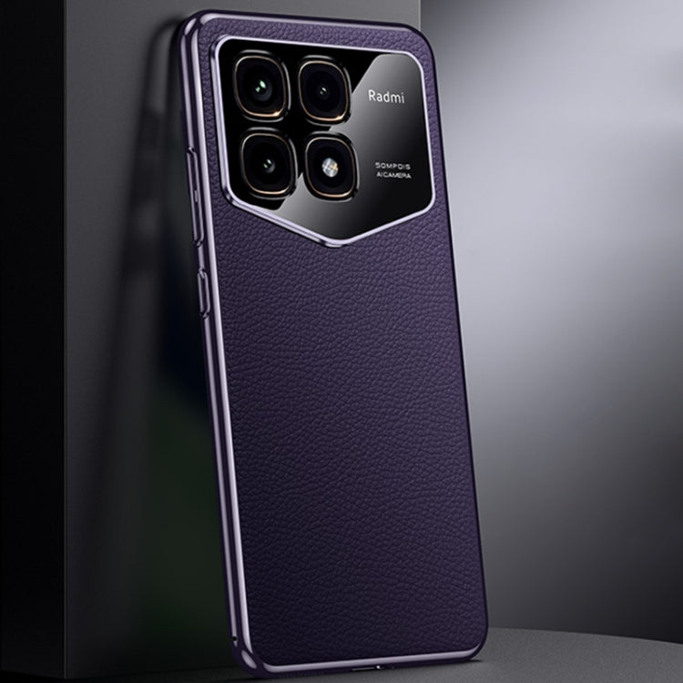 First Layer Cowhide Leather Electroplated PC Phone Case, For Redmi K70 Ultra, For Redmi K70 / K70 Pro, For Redmi K70 Champion