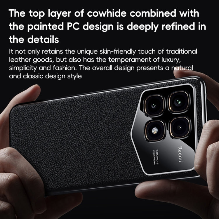 First Layer Cowhide Leather Electroplated PC Phone Case, For Redmi K70 Ultra, For Redmi K70 / K70 Pro, For Redmi K70 Champion