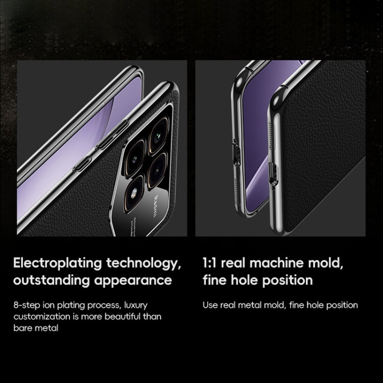 First Layer Cowhide Leather Electroplated PC Phone Case, For Redmi K70 Ultra, For Redmi K70 / K70 Pro, For Redmi K70 Champion