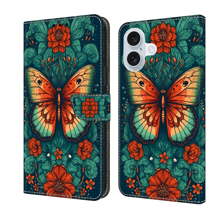 Crystal Painted Leather Phone case, For iPhone 16 Plus, For iPhone 16