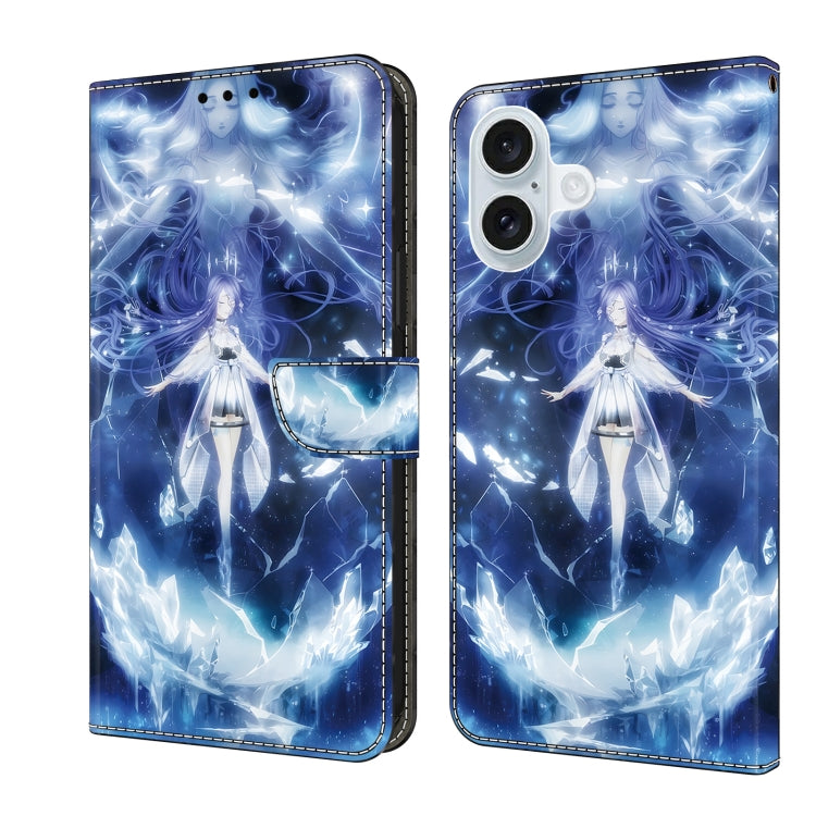 Crystal Painted Leather Phone case, For iPhone 16 Plus, For iPhone 16